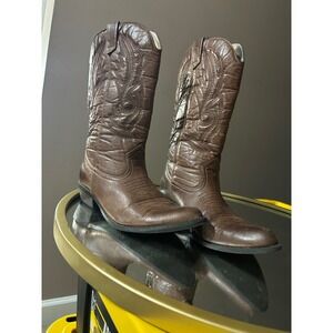 Women's Brown Gaucho Embroidered Western Cowboy‎ Boots Size 8.5M